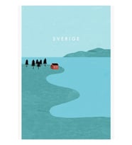 Isveç Seyahat Afişi Tablo Ahşap Poster Dekoratif