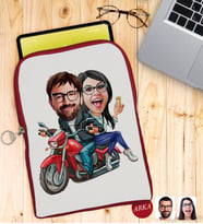 BK Gift Kişiye Özel Sevgililer Karikatürlü Taşınabilir Koruyucu Tablet Kılıfı & Organizer Çanta - Kırmızı-97