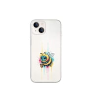 iPhone 14 Plus ile uyumlu Splash arı tasarımlı şeffaf silikon kılıf
