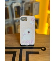 iPhone 16e Uyumlu Özel Tasarım Sevimli Figürlü Deri Dokulu Telefon Kılıfı (Pembe)