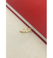 Onseva Kuyumculuk 14 Ayar Altın Minik Damla Taşlı Yüzük (Gold)