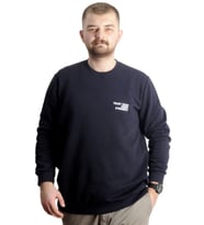 Mode XL Büyük Beden Erkek Sweathirt Bisiklet Yaka Nakışlı Sweat 23525 Lacivert