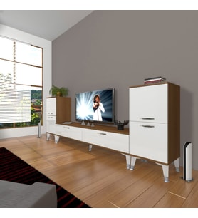 Decoraktiv Eko ON2 Slm Std Silver Tv Ünitesi Tv Sehpası (Beyaz - Kahverengi)