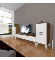 Decoraktiv Eko ON2 Slm Std Silver Tv Ünitesi Tv Sehpası (Beyaz - Kahverengi)