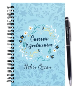 Kişiye Özel Öğretmen Temalı Ahşap Defter Kalem Seti