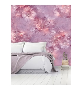 Dreamwall Çiçekler Desenli Silinebilir Sağlıklı Tekstil Duvar Kağıdı (Çok Renkli)