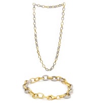Zirkon Taşlı 925 Ayar Gümüş Gold Gurme Zincir İkili Set 201021769