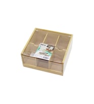 AHŞAP BAMBU 6 BÖLMELİ POŞET ÇAY KUTUSU MİKA PLASTİK KAPAK 21X20X10CM (5343)