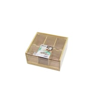 AHŞAP BAMBU 6 BÖLMELİ  POŞET ÇAY KUTUSU MİKA PLASTİK KAPAK  21X20X10CM (5343)