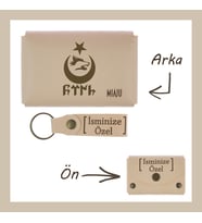 Pudra Renk, Bozkurt Ay Yıldız, İsme Özel Cüzdan Ve Anahtarlık Set, Ona Çok Özel, Unutulmaz Hatıralık