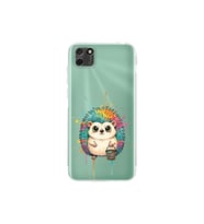 Huawei Y5P ile Uyumlu Splash Kirpi Tasarımlı Şeffaf Silikon Kılıf