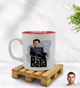 BK Gift Kişiye Özel Baba Godfather Karikatürlü İçi Kırmızı Renkli Kupa Bardak Model 8