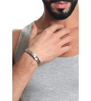 Erkek Gümüş Renk Lak Kaplama Ayarlanabilir Açık Bant Kalın Burgu Bileklik