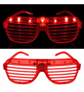 Led Işıklı Panjur Parti Gözlüğü Kırmızı Renk Shutter Gözlük