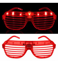 Led Işıklı Panjur Parti Gözlüğü Kırmızı Renk Shutter Gözlük