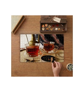 Çay Saati - Demleme Çay Tasarımı 240 parça Ahşap Puzzle Ahşap Kutuda MP05771