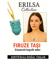 Sertifikalı Gold Baykuş Model Firuze Turkuaz Taşı Kolye Korur (Çok Renkli)