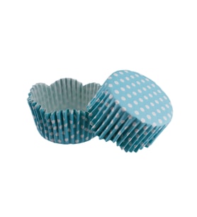 Cupcake Kalıbı Pet Kapsül Dalgalı Kek Kalıbı 65X38 MM (100 Adet)  Puantiyeli Mavi