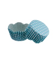 Cupcake Kalıbı Pet Kapsül Dalgalı Kek Kalıbı 65X38 MM (100 Adet)  Puantiyeli Mavi
