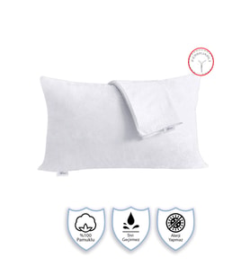 5 Adet Sıvı Su Geçirmez Terletmez %100 Pamuk Yastık Alezi Fermuarlı Akfil 63 Tel Dokuma %100 Pamuk 50x70 Cm Beyaz