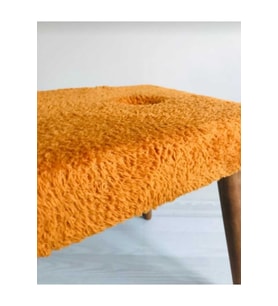 Ahşap Ayaklı Handmade Geniş Oturum Krem welsoft Kumaş Pofidik Puf bench ,ayak ucu uzatmalık,berjer