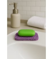 Valerine Life Mor Sabunluk Kaymaz Kıvırcık Lif Dokulu Su Tahliyeli Sabun Altlığı 7x11cm 3 Adet