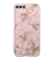 PrintiFy Huawei Y6 2018 Uyumlu Kamera Korumalı Floral Pudra Tasarımlı Şeffaf Silikon Kılıf