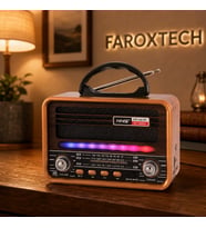 FaroxTech Nostaljik Bluetooth Radyo – AM/FM/SW 3 Bant, USB/TF Kart, TWS ve Şarj Edilebilir Taşınabilir Retro Radyo