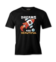 Dreams are Beautiful Space Rocket for Kids Siyah Erkek Tshirt