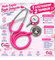 Pediatrik Çocuk Stetoskop I Yetişkin Stetoskopu I Çift Tamburlu Kişiye Özel İsim Yazılı Steteskop I Pembe Stetoskop
