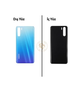 Oppo A91 Mavi Uyumlu Arka Kapak Arka Cam Batarya Pil Kapağı Lazer Kesim Back Cover