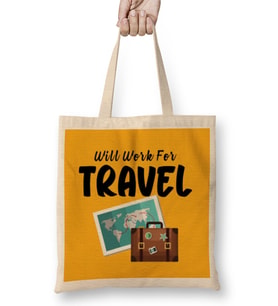 funny Travel gift design lover-Trippin Wanderlust Journey Adventurer Vacation Bez Çanta Uzun Saplı