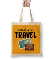 funny Travel gift design lover-Trippin Wanderlust Journey Adventurer Vacation Bez Çanta Uzun Saplı