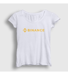 Presmono Kadın Beyaz Logo Binance Bitcoin T-Shirt 322981tt (Beyaz)