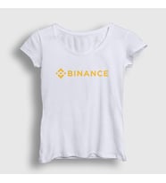 Presmono Kadın Beyaz Logo Binance Bitcoin T-Shirt 322981tt (Beyaz)