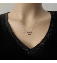 Rose Kaplama Martılar Gümüş Kolye (Karışık)