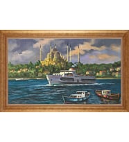 Çerçeveli Paspartulu Manzara Tablo bm1399 (Gold)