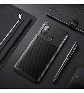 Xiaomi Mi Max 3 Kılıf Esnek Soft Karbon Tasarım Legion Serisi (Siyah)