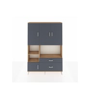 Arges Gardrop 7 Raflı 2 Çekmeceli 5 Kapaklı 132x30x195 Çam-Antrasit