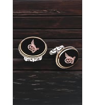 Gümüş Onix Taşlı Tuğralı Oval Tasarım Kol Düğmesi