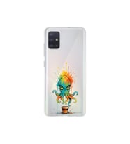 Samsung Galaxy A51 ile uyumlu Splash ahtapot tasarımlı şeffaf silikon kılıf
