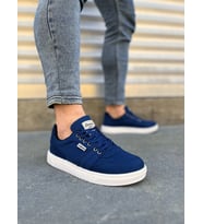 Camden Bağcıklı Keten Kumaş Erkek Günlük Sneaker Ayakkabı – LAcivert