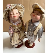 Kumaş Kıyafetli 2' li Set Porselen Bebek 30 Cm Özel Kadın ve Erkek Set (Çok Renkli)