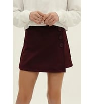 Breeze Kız Çocuk Şort Etek Düğme Aksesuarlı Beli Lastikli 6-12 Yaş, Bordo