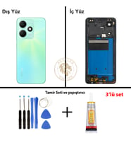 Infinix Hot 30 Yeşil Uyumlu Orta Kasa + Yapıştırıcı ve Vida Seti Full Kasa Kapak Gövde Housing