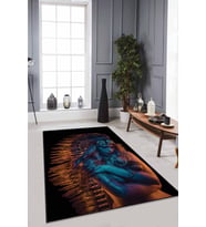 Turuncu Kızıl Derili Desen Kaymaz Tabanlı Yıkanan Halı RV330 - 100 x 160 cm