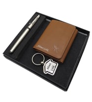 Kişiye Özel Set - Taba Deri Kartlık + Evli Krom Anahtarlık + Scrikss Krom Kalem Set  Kalem + Hakiki Deri Cüzdan ve Anahtarlık  İsme Özel Hediyelik Set (Karışık)