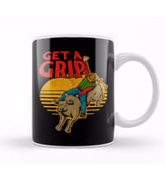 Get A Grip Funny Bull Riding Pun Kupa Bardak Porselen
