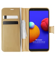 Microsonic Samsung Galaxy A01 Core Kılıf Delux Leather Wallet Gold