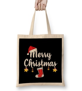 Yılbaşı Yeni Yıl Konseptli Merry Christmas 020 Bez Çanta Uzun Saplı